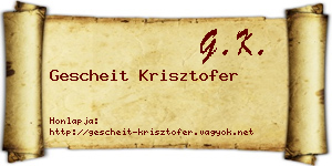 Gescheit Krisztofer névjegykártya